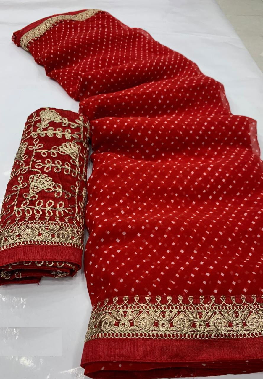 Mahek 80 New Eclusive Wear Designer Fancy Georgette Leheriya Saree Collection